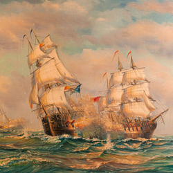 Винтаж: Картина «Морской Бой»