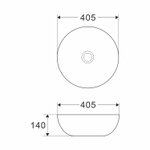 Раковина накладная на столешницу WAVE Round 405*405*140 ш*г*в без перелива,белый,круг