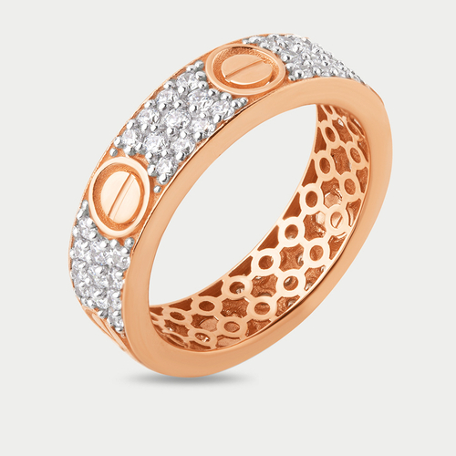 Кольцо женское из розового золота 585 пробы с фианитами (арт. 902011-1102)