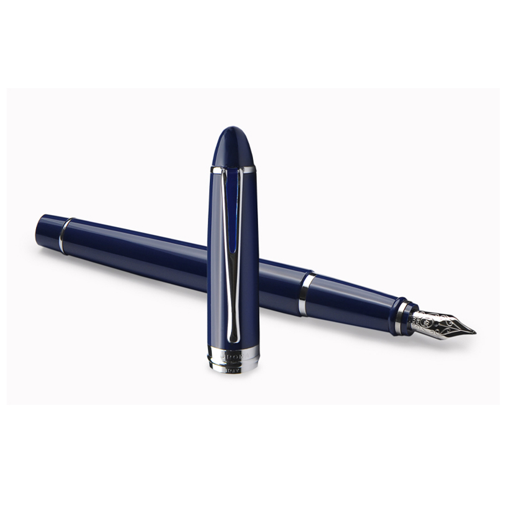 Перьевая ручка Aurora Ipsilon Deluxe Blue resin CT, перо - М, в подарочной коробке
