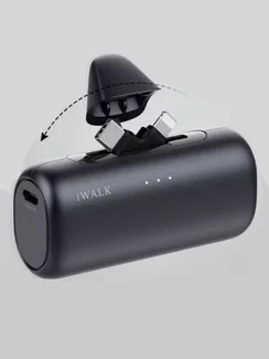 Внешний аккумулятор iWalk, с сдвоенным разъемом USB-C/Lightning,  5000 mAh 20W, черный