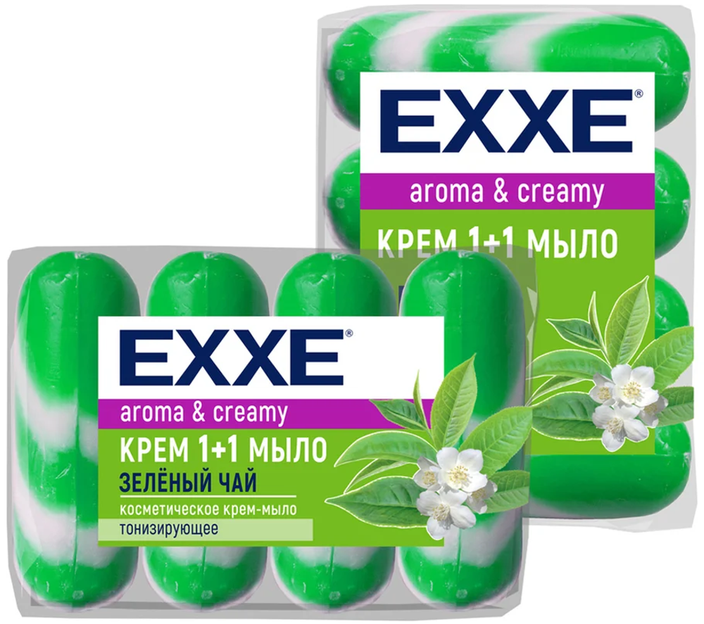 EXXE Крем-мыло 1+1 Зеленый чай 4шт*90гр