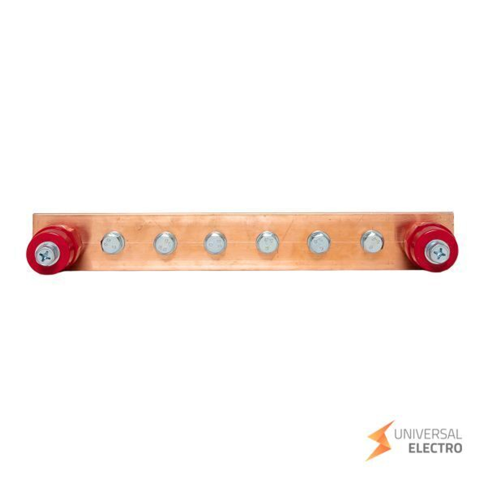 Главная заземляющая шина с изоляторами на 6 подключений ГЗШ-6 Сu EKF