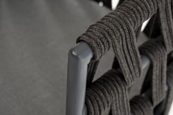 "Диего" стул плетеный из роупа, основание дуб, каркас из стали темно-серый (RAL7024) муар, роуп темно-серый круглый, ткань серая