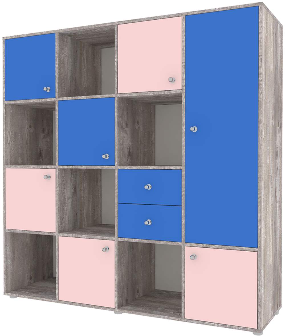Стеллаж КарИВи Джери 2 Бетон Голубой, Розовый