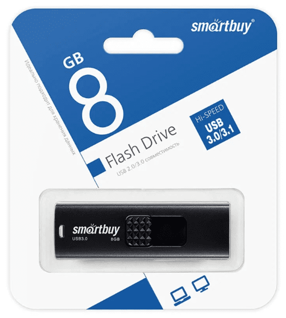 USB Флешка 8GB SmartBuy Fashion, USB 3.0/3.1, черная
