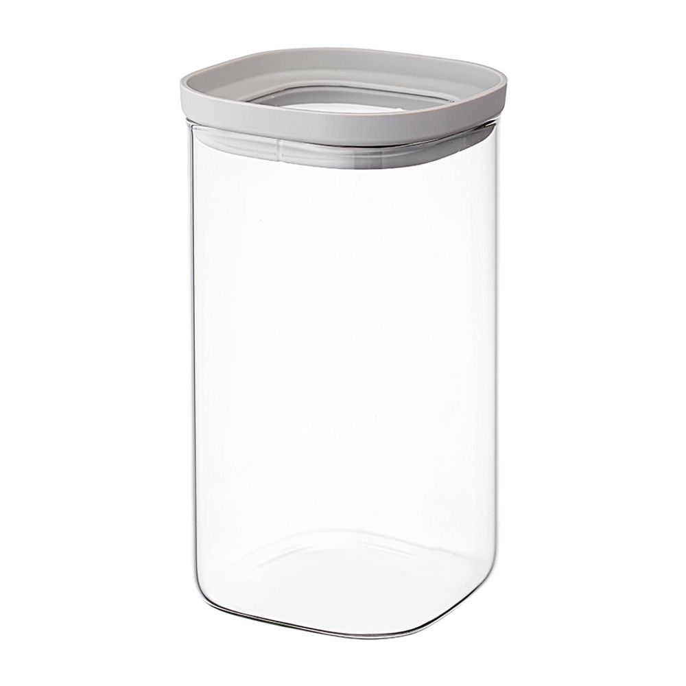 Банка для хранения квадратная Vacuum Glass, 1,5 л, светло-серая