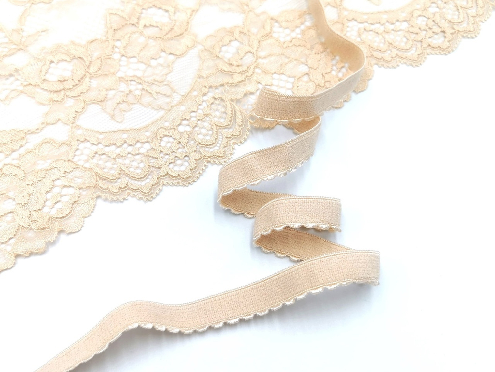 Отделочная резинка с фестонами, 12 мм, бежевый, (Арт: OTR641/12A-126), м