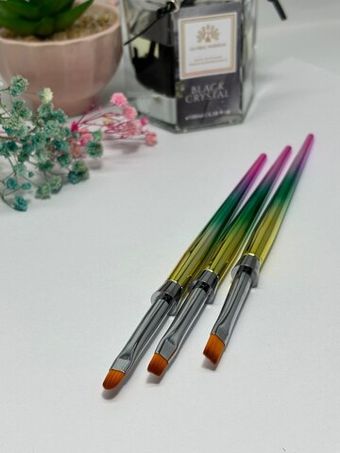 Кисти для геля скошенная, ровная, овал Global Fashion, 3 шт