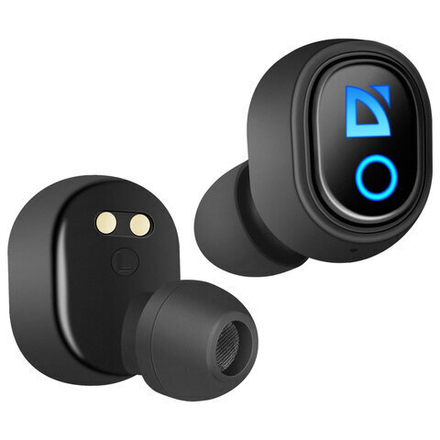 Наушники с микрофоном (гарнитура) DEFENDER TWINS 639, Bluetooth, беспроводные, черные,