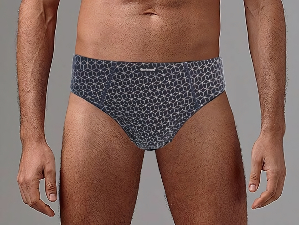 Мужские трусы-слипы с геометрическим рисунком (Размер: XL) (Цвет: темно-синий)