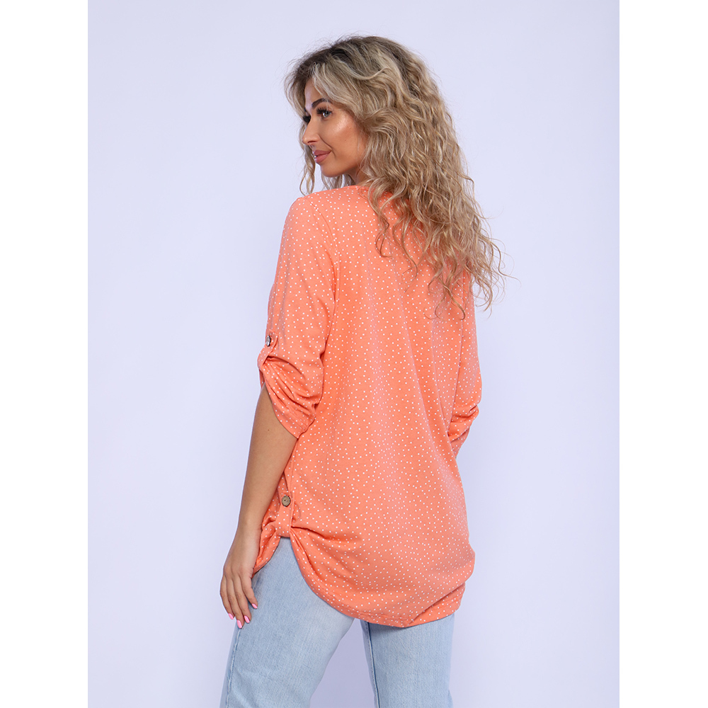 Рубашка-туника домашняя большого размера 109-222-4/персиково-розовый-горох