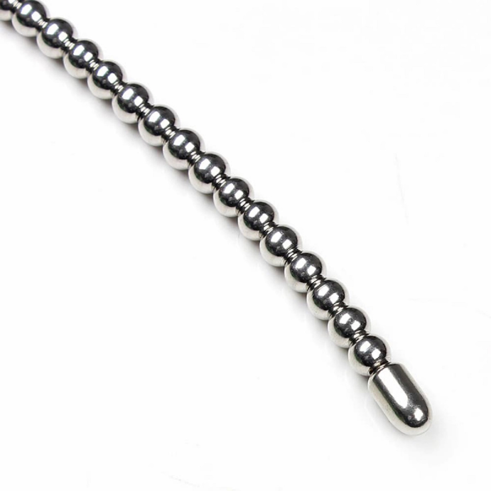 Уретральный зонд металлические бусины с фиксирующим кольцом 20,5 см