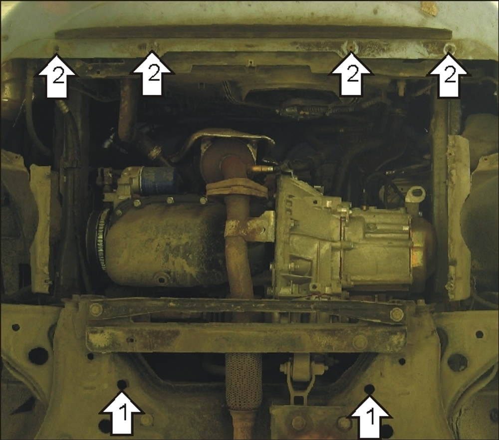 Защита картера Двигателя, КПП. 2 мм, Сталь. для FIAT Grande Punto 2005-2010 MOTODOR.00610