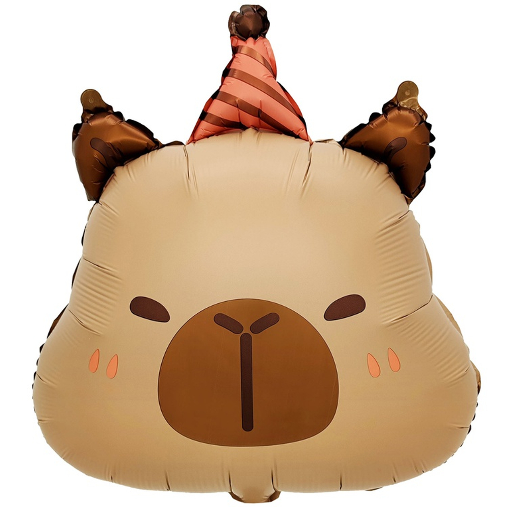 Шар Фольгированный Капибара в колпаке (Коричневый)