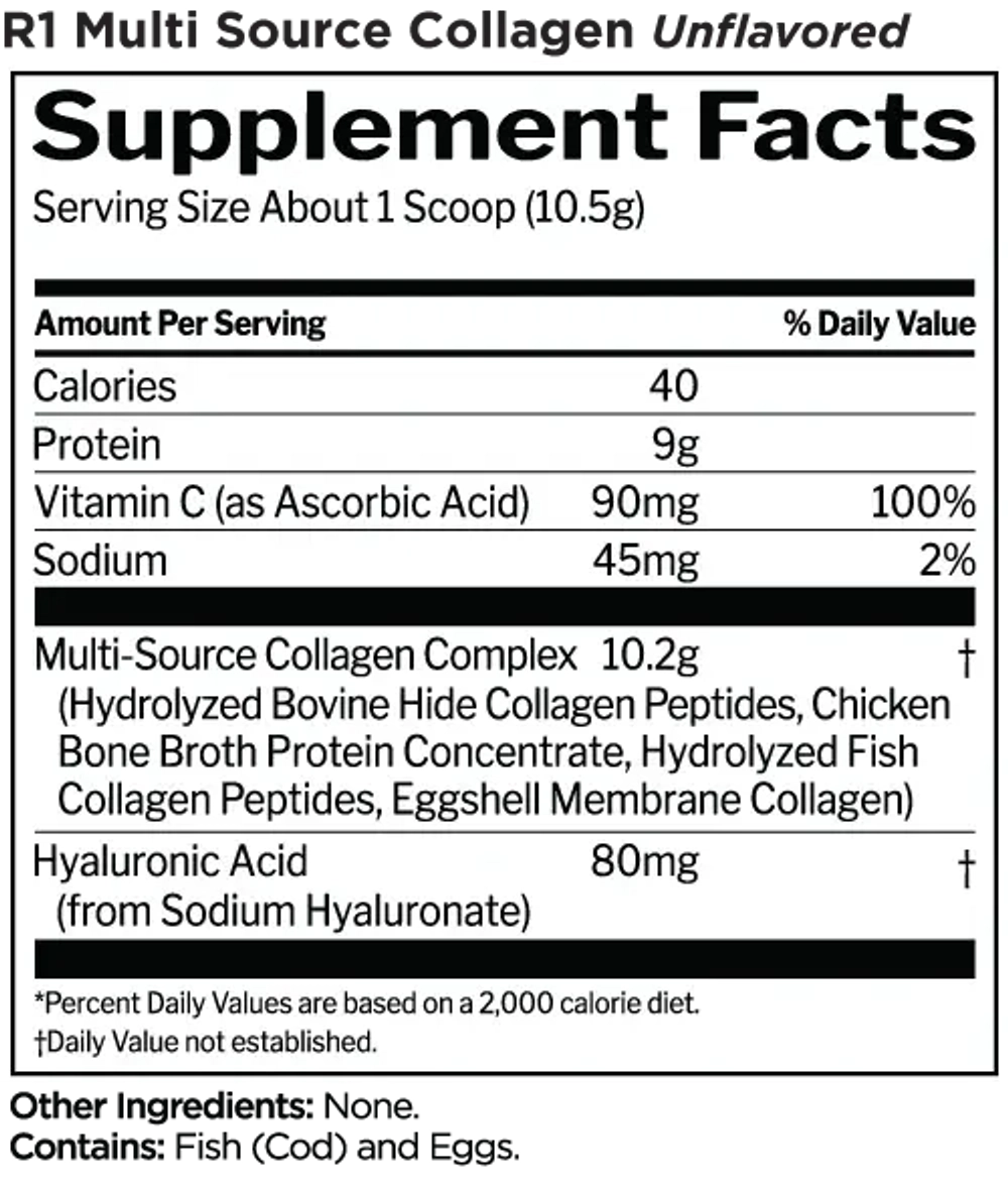 RULE ONE Multi-Source Collagen 262g, Коллаген I, II, III, V и X типов, без вкуса