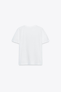 ZARA ФУТБОЛКА С МЕТАЛЛИЗИРОВАННЫМ ПРИНТОМ, СЕРЕБРИСТЫЙ