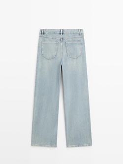 Massimo Dutti Джинсы с высокой талией и облегающим кроем, светло-голубой