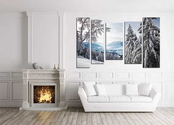 Модульная картина "Снежный лес"