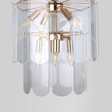 Умная подвесная люстра со стеклянными плафонами 8*E14 60170/8 золото Claire Eurosvet