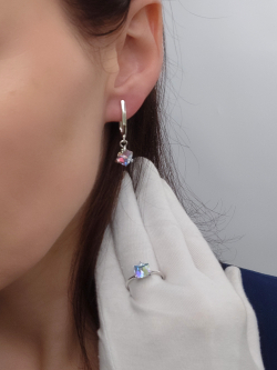 Серьги-подвески Миражи с кристаллом-хамелеоном Swarovski