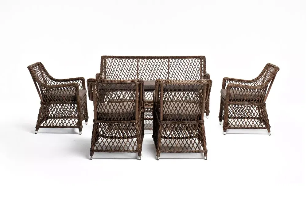 "Асти" лаунж-зона из искусственного ротанга на 6 персоны, цвет коричневый