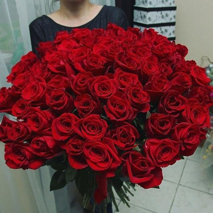 Букет из 101 эквадорской розы 60 см (цвет роз на выбор) #1461