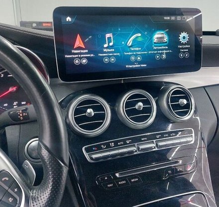 Магнитола для Mercedes-Benz C-класс (W205), GLC (X253) 2014-2018 NTG 5.0/5.1 - Radiola RDL-7715 монитор 12.3", Android 13, 8Гб+128Гб, CarPlay, SIM-слот