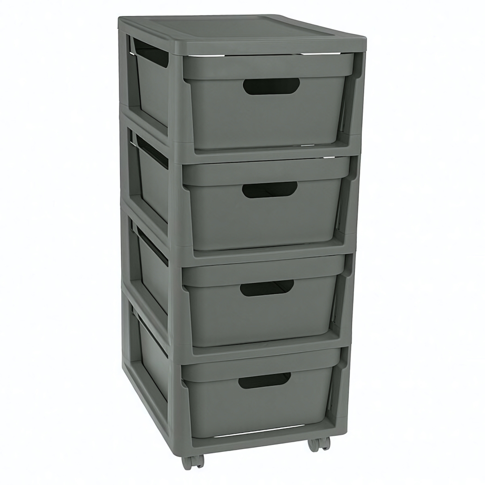 Комод на колесах luxe, 4 ящика, 300х385х690 мм (серый)