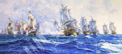 Плотников В. В. Атака русской эскадры Ф. Ф. Ушакова . Холст масло. 2022 г.