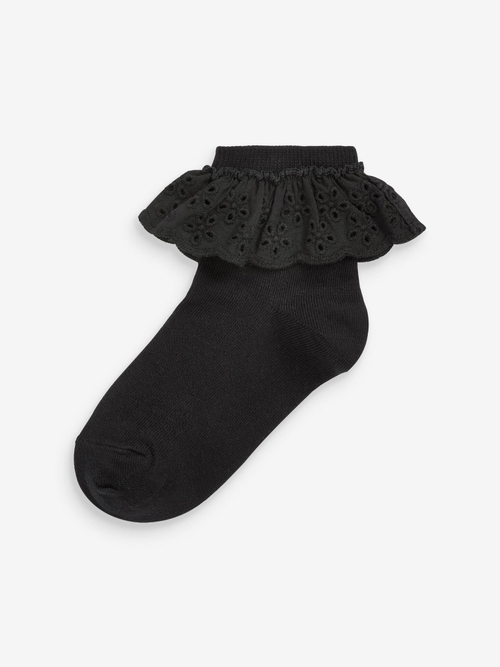 Носки хлопковые с рюшами для девочки Next 387-213, 2 шт., Черный