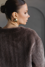 Кардиган из пушистого трикотажа коричневый