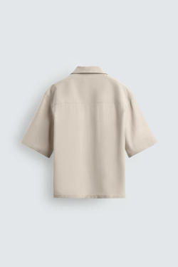 ZARA РУБАШКА RELAXED FIT ИЗ СТРУЯЩЕЙСЯ ТКАНИ, ЭКРЮ