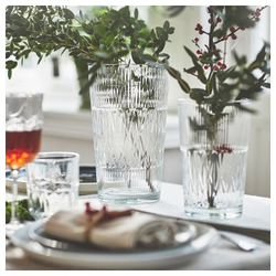 IKEA SMÄLLSPIREA  (ИКЕА СМÄЛЛСПИРЕА)  -  Ваза, прозрачное стекло с узором, 22 см