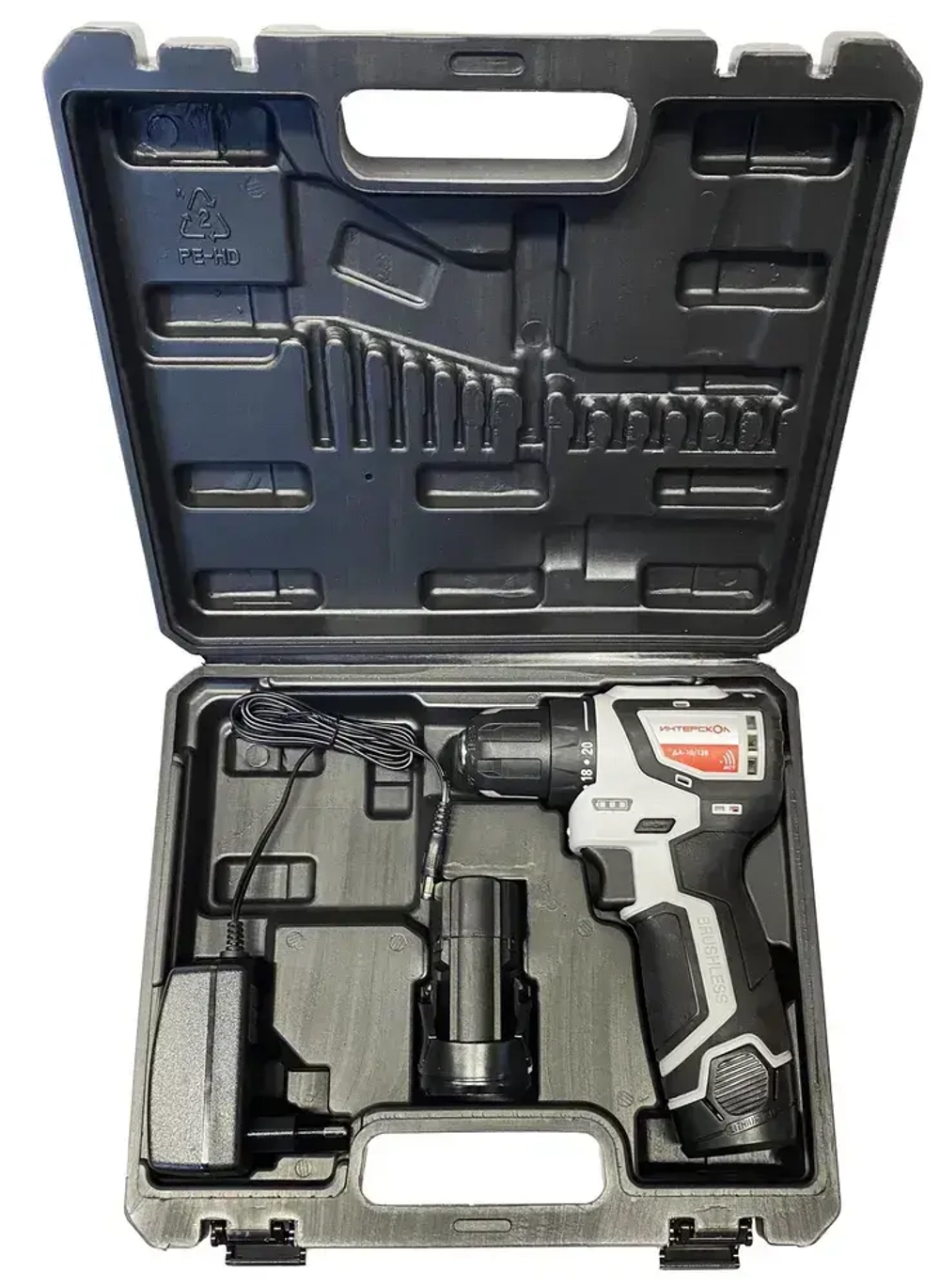 Бесщеточная аккумуляторная дрель-шуруповерт ИНТЕРСКОЛ МиниМАКС ДА-10/12В Кейс