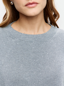 Серый вязаный джемпер с пайетками