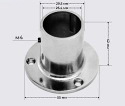 Штангодержатель (фланец) мебельный Высокий для круглой штанги D25 мм, 2 шт., для шкафа и гардероба, металл, хромированное покрытие