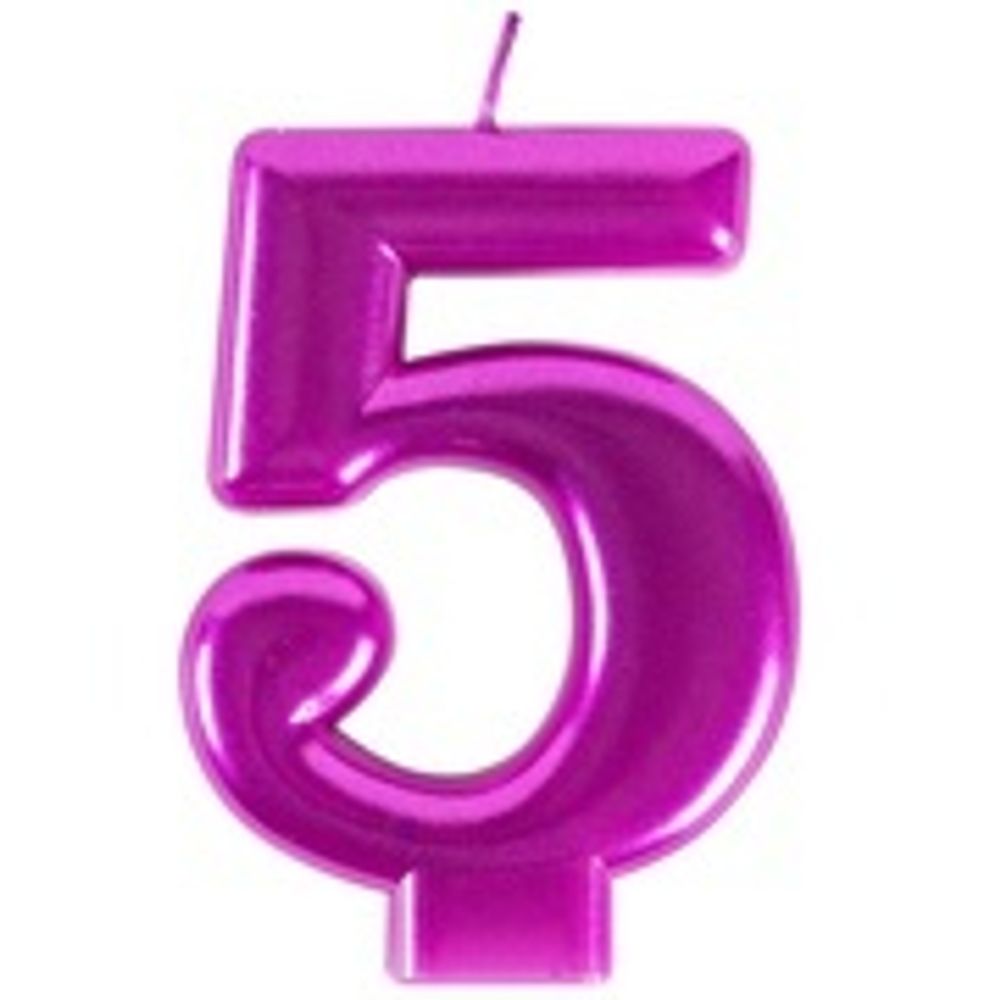 Свеча -цифра &quot;5&quot; Ярко-розовая 8см/G