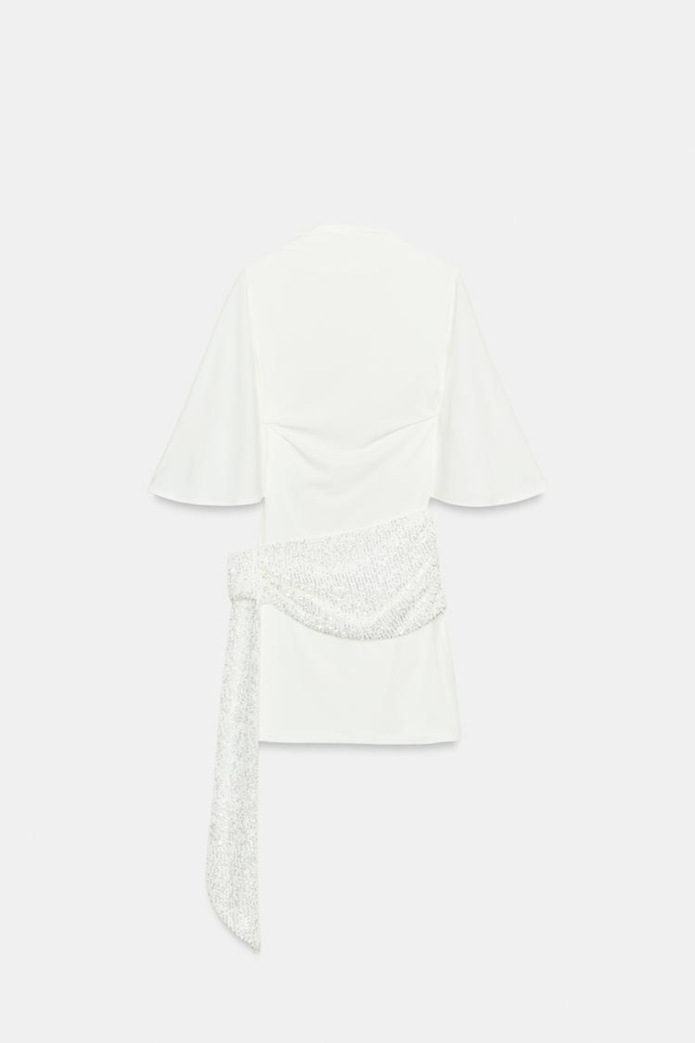 ZARA КОРОТКОЕ ПЛАТЬЕ С ПАЙЕТКАМИ, БЕЛЫЙ