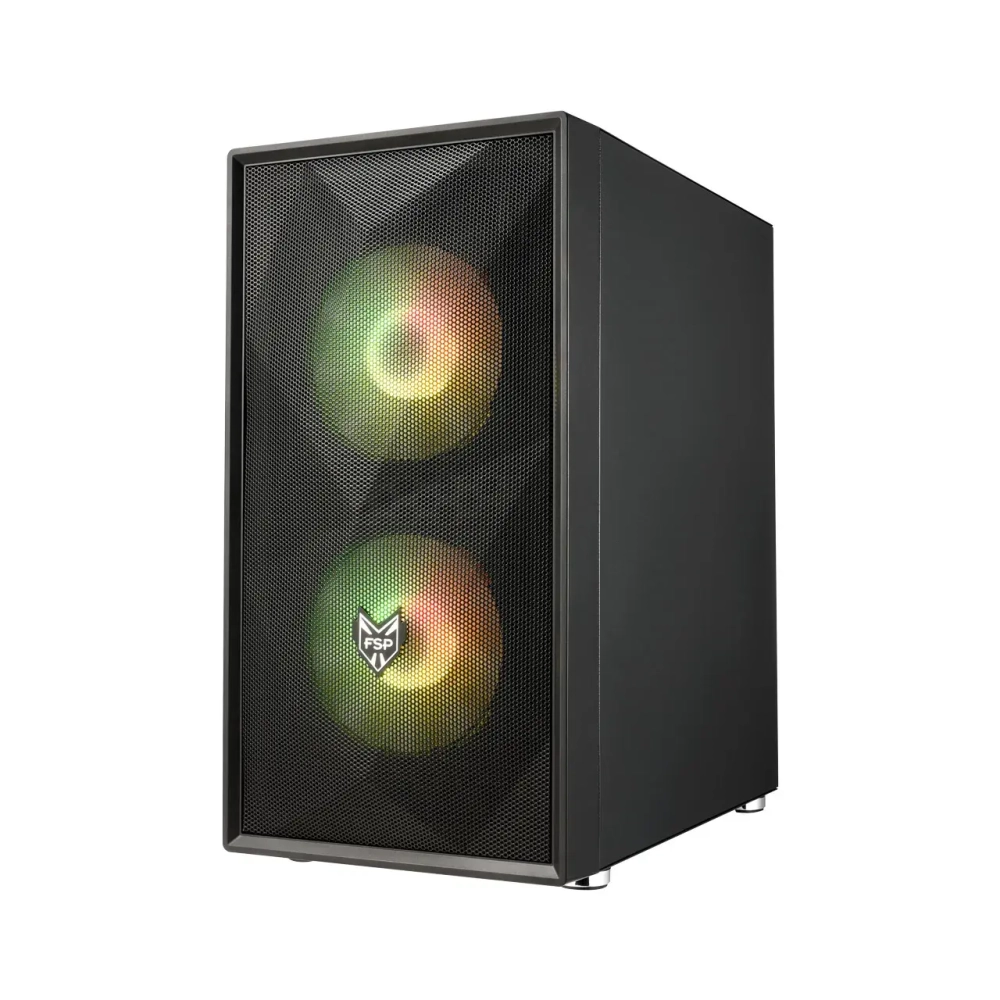 Компьютерный корпус FSP CST130A, Без БП, 1xUSB3.0/2xUSB2.0, 3xFAN120 RGB, Glass, Black, M-ATX
