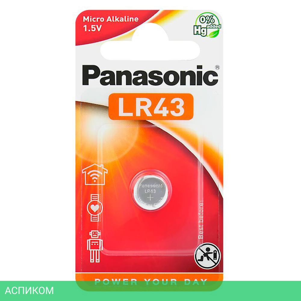 Батарейка Panasonic LR43 BL1 (LR43EL/1B)