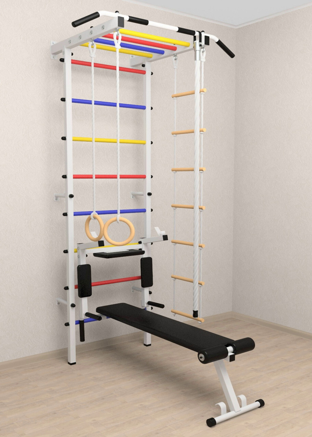 Шведская стенка Sv Pro рукоход 855 (Турник Pro рукоход/Брусья/стойка/Скамья/Канат/Кольца/Лестница)