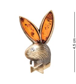 AM-2088 Брошь «Зайчик Плэй-бой» (латунь, янтарь)