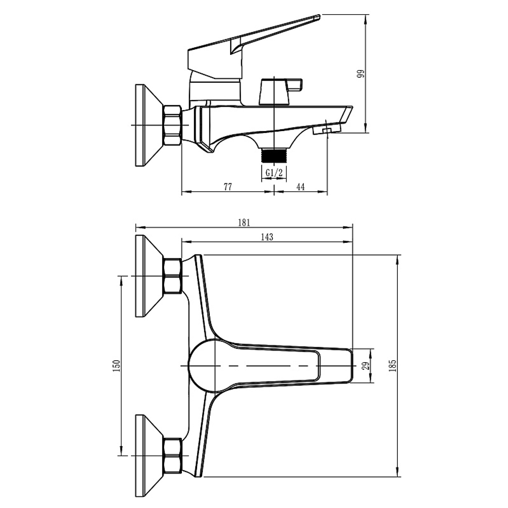 Смеситель для ванны LORANTO INESSA керамический картридж, с полным душевым набором, хром (LR30287001)