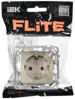 FLITE Розетка с заземлением с защитными шторками безвинтовое крепление 16А РСш11-1-ФлШ шампань IEK
