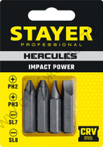 STAYER Hercules 36 мм, 4 шт, Биты для ударной отвертки (25667-S4)