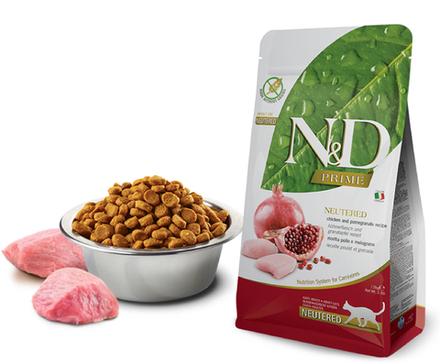 Сухой корм FARMINA N&D Prime Neutered для стерилизованных кошек с курицей и гранатом - 1,5 кг