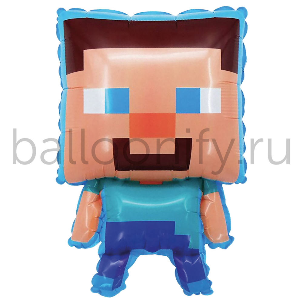 Шар (26''/66 см) Фигура, Пиксельный герой Майнкрафт, 1 шт.