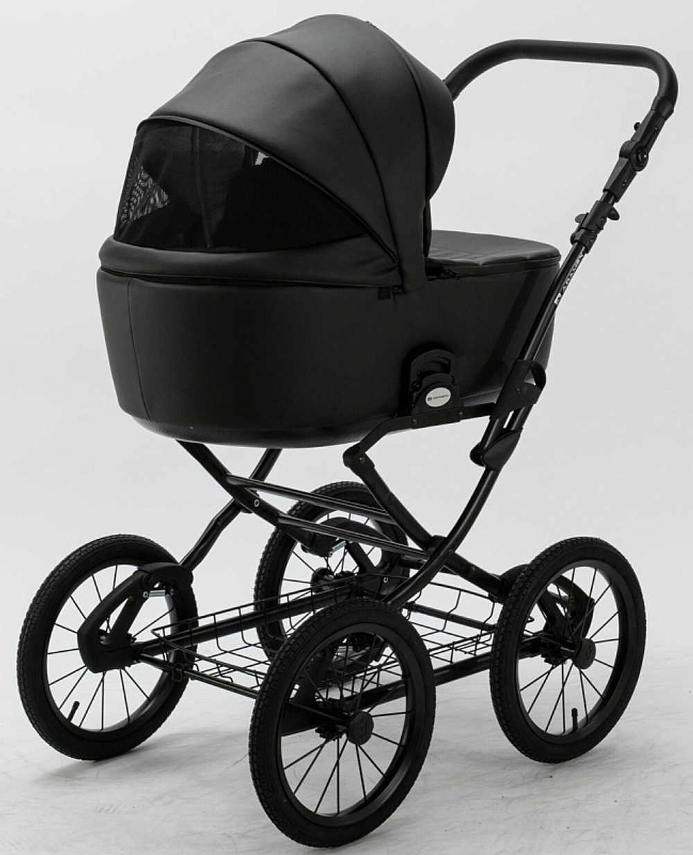 Детская коляска Adamex Porto Retro Deluxe 2 в 1 PO-SA02 (ЧЕРН.КОЖА)