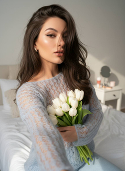 Свитер паутинка из мохера и шёлка ручной работы